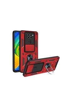 Evimdeyokyok Xiaomi Redmi Note 9 4G Kılıf Pars Lens Yüzüklü Silikon - Kırmızı