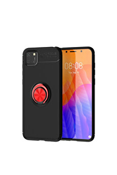 Evimdeyokyok Huawei Y5P Kılıf Range Yüzüklü Silikon - Siyah-Kırmızı