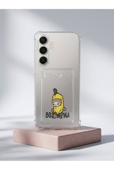 Ethab Giyim Samsung S25 Fe Boş Yapma Muz Detaylı Kart Bölmeli Şeffaf Telefon Kılıfı - Glst3249-9781