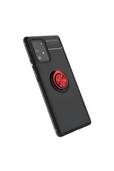 Evimdeyokyok Samsung Galaxy A91 / S10 Lite Kılıf Range Yüzüklü Silikon - Siyah-Kırmızı