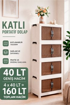 EVONİTA 4'lü Portatif İstiflenebilir Organizer Mıknatıslı Kapaklı Dolap - Sert Plastik Mutfak Banyo Dolabı