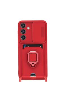 Ethab Ticaret Glb-Stl41414 Samsung Galaxy S25 Plus Kılıf Zuma Kartvizitli Yüzüklü Silikon - Kırmızı