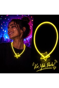 Evimdeyokyok Glow Kolye Neon Fosforlu Işıklı Kolye Sarı Renk