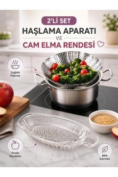 MorPort Bebekler için Ek Gıda Haşlama Aparatı ve Cam Elma Rendesi 2'li Set