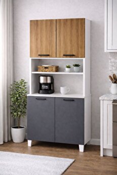 Mavira Dizayn Lale 207 Cm Çok Amaçlı Dolap Atlantik Çam/Antrasit