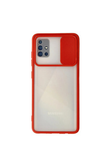Evimdeyokyok Samsung Galaxy A71 Kılıf Palm Buzlu Kamera Sürgülü Silikon - Kırmızı