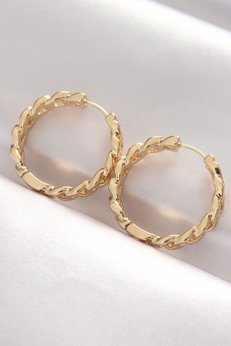 Evimdeyokyok Pirinç Gold Renk Zincir Model Halka Küpe Tj-Bkp8970
