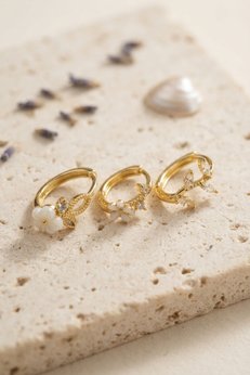 Evimdeyokyok 3 Lü Set Çiçek Model Gold Renk Kadın Küpe Tj-Bkp11960