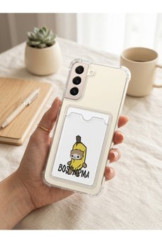 Ethab Giyim Samsung Galaxy S22 Boş Yapma Muz Detaylı Kart Bölmeli Şeffaf Telefon Kılıfı - Glst1985-2233