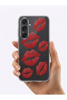 Ethab Giyim Samsung Galaxy S24 Fe Kırmızı Dudak / Öpücük Desenli Şeffaf Telefon Kılıfı - Glst3988-922