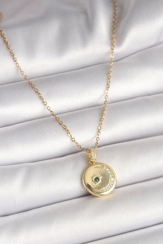 Clariss 316L Çelik Gold Renk Zincir Zirkon Taş İşlemeli Hilal Yıldız Madalyon Kadın