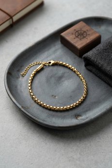 Evimdeyokyok 316L Çelik Gold Renk Kutu Zincir Erkek Bileklik Tj-Eb3808