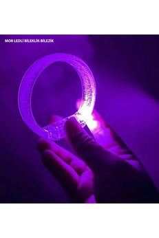 Evimdeyokyok Mor Led Işıklı Baskı Yapılabilen Pilli Bileklik Bilezik 1,5 Cm Genişlik