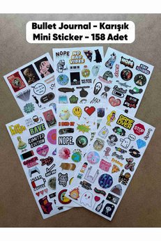 hdsticker 158 Adet Karışık Sanat Komik Art Bullet Journal Defter Ajanda Laptop Sticker Etiket Çıkartma Seti