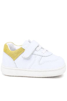 Ortopedikalrakerplus R840-Bensa % 100 Deri Beyaz Nubuk Sarı Bebek Sneaker Ayakkabı