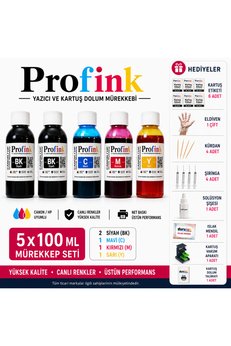 Profink Canon TR4755i PG575 CL576 Kartuş Dolum Seti 5x100ml 5 li set 4 Renkli Mürekkep