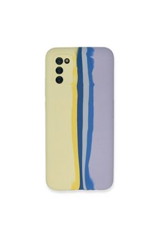 Evimdeyokyok Samsung Galaxy A03S Kılıf Ebruli Lansman Silikon - Sarı-Lila