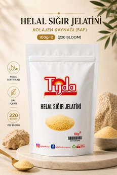 TİJDA Helal Sığır Jelatini Kolajen Kaynağı 100 gr Toz Jelatin Helal Sertifikalı