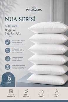 Primavera Home Primavera Nua Serisi 6'lı Elyaf Yastık – Makinede Yıkanabilir Vakumlu Paket