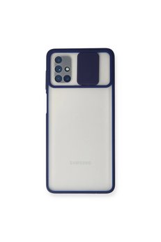 Evimdeyokyok Samsung Galaxy M51 Kılıf Palm Buzlu Kamera Sürgülü Silikon - Lacivert