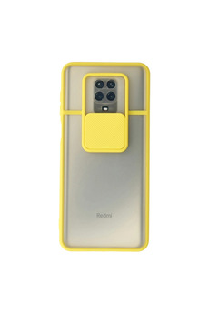 Evimdeyokyok Xiaomi Redmi Note 9 Pro Kılıf Palm Buzlu Kamera Sürgülü Silikon - Sarı