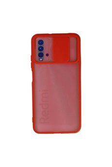 Evimdeyokyok Xiaomi Redmi 9T Kılıf Palm Buzlu Kamera Sürgülü Silikon - Kırmızı
