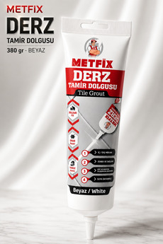 METFİX Hazır Derz Arası Tamir Dolgusu 380 Gr Beyaz – Suya Dayanıklı Fayans Seramik Derz Yenileme Yenileyici