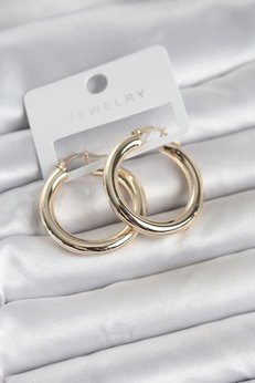 Evimdeyokyok Gold Renk Pirinç Halka 30 Mm Kadın Küpe Tj-Bkp11759