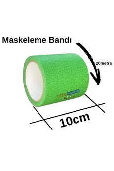 Evimdeyokyok Maskeleme Kağıt Bant Geniş Taban Bandı 100Mmx20Mt Yeşil