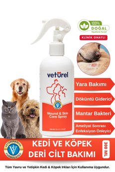 Veturel Kedi Köpek Yara Bakımı Deri Günlük Bakım Yanık Kızarıklık Tahriş Hot Spot Yara Spreyi 300ml
