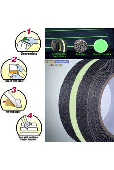 Evimdeyokyok Fosforlu Kaydırmaz Bant 50Mm X 5Mt Yeşil Fosforlu Merdiven Bandı 50Mm Fotolümenli