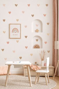 Sticker Ekspres Boho Asimetrik Kalpler Çocuk Odası Duvar Sticker Seti