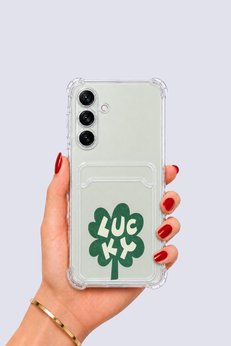 Ethab Giyim Samsung Galaxy S24 Kartlıklı Lucky Yonca Desenli Kılıf - Glst5309-1816