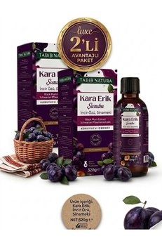 Aleyna Baharat Kara Erik Şurubu İncir Özü Ve Sinameki İçerikli Şurub 320 Gr- 2 Adet (Katkısız & Vegan)