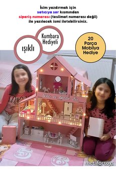 metafortoys 60 Cm Işıklı Ahşap Oyun Evi
