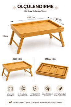 Kitchen Line Katlanabilir Bambu Keyif Tepsisi – Ayaklı Yatak Kahvaltı Tepsisi Laptop ve Çalışma Sehpası 44 5 × 27 × 20 cm