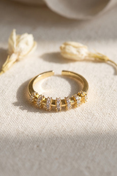 Evimdeyokyok Zirkon Taşlı Gold Renk Vintage Kadın Yüzük Tj-Byk4246