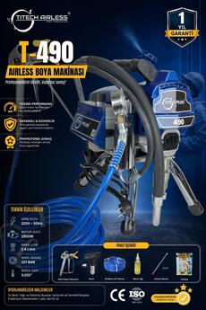 Titech Airless Sprey Teknolojileri T-490 Elektrikli Airless Boya Makinası -Mavi