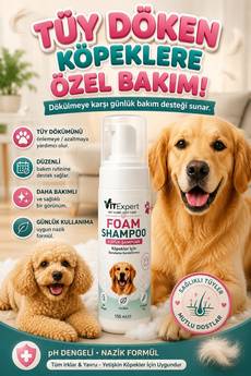 Vitexpert Tüy Döken Köpeklere Özel Vet Clinic Soft Care Kuru Köpük Şampuanı | Yetişkin & Yavru Köpeklere Uygun Doğal Formül | Aloe Vera & Doğal Yağlar | Parlak ve Daha Yumuşak Tüyler İçin Kuru Köpek Şampuanı