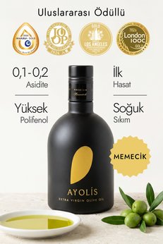 Ayolis Premium Gurme Memecik Zeytinyağı 500 ml Ödüllü Erken Hasat Soğuk Sıkım Natürel Sızma Zeytinyağı