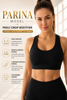 MİSTİRİK Parina Model Sporcu Sütyeni Crop Kalın Askılı Model Spor Sütyeni Siyah Renk