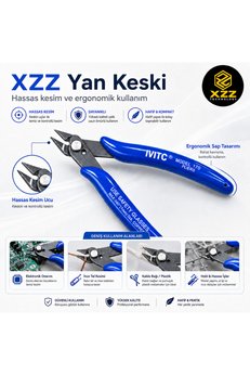 XZZ Ivıtc Mini Yan Keski Model 170 Tel Kesme Makası Kablo Kesici Elektronikçi Tipi Mavi