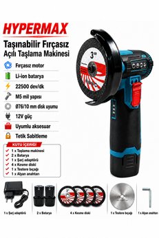 hypermax Kömürsüz 76 Mm Mini Spiral Taşlama Makinesi