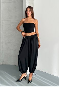 macharel jeans Rustik Arka Bağcıklı Şalvar Pantolon