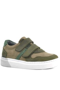 Ortopedikal Rakerplus 3751-Hky Haki % 100 Hakiki Deri Cırtlı Erkek Çocuk Sneaker Günlük