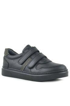 Ortopedikal Rakerplus 3751-Sg Siyah-Siyah % 100 Hakiki Deri Cırtlı Erkek Çocuk Sneaker Günlük
