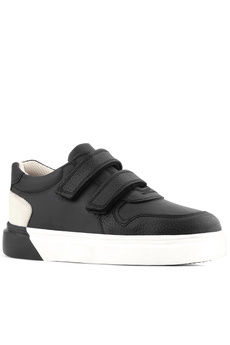 Ortopedikal Rakerplus 3751-Skr Siyah-Beyaz Beyaztabanlı % 100 Hakiki Deri Cırtlı Erkek Çocuk Sneaker