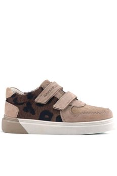 Ortopedikal Rakerplus 3751-Bjkl Bej Kahve Leopar Desen % 100 Hakiki Deri Cırtlı Erkek Çocuk Sneaker