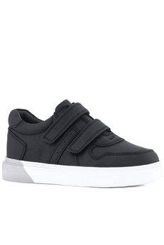 Ortopedikal Rakerplus 3751-Ssb Siyah-Beyaz Tabanlı % 100 Hakiki Deri Cırtlı Erkek Çocuk Sneaker