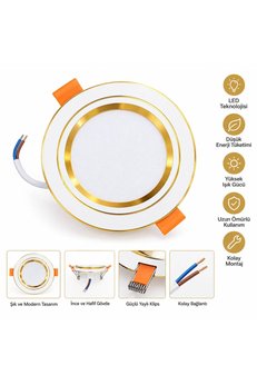 SenaHomeDesing Forest 7W Sıva Altı 3 Renk LED Spot Gold Kasa